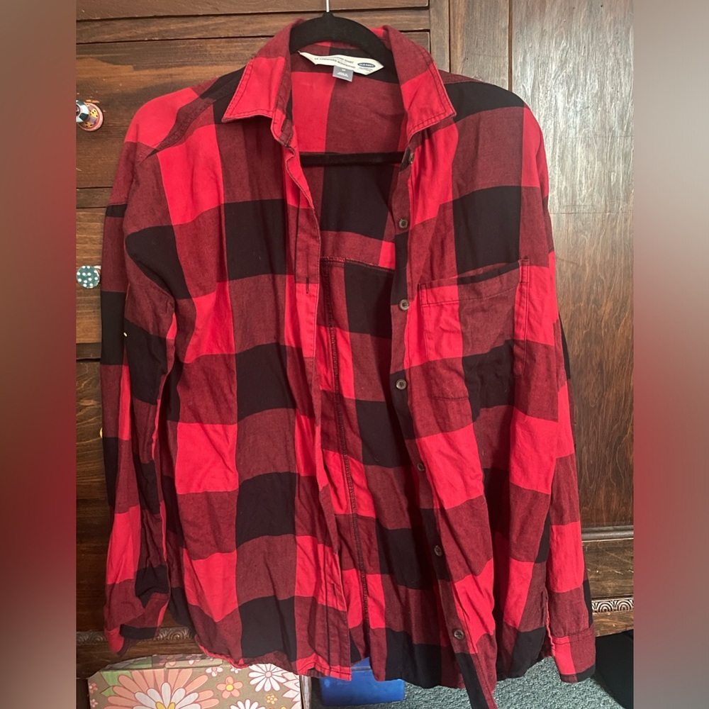 Old Navy Red and Black Plaid Shirt
